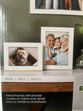 Mikasa Enamel Picture Frame Set of 5 – White &amp; Gold Photo Frames w/ Easel Stand &amp; Wall Mount