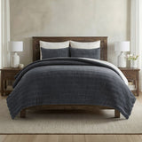 EVERGRACE Textured Velvet Comforter Set, 3-Piece with Down-Alternative Fill