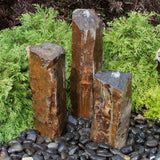 3 Real Basalt Stone Bubblers Fountains - Triple Basalt Stone Columns Fountain Kit