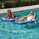 Aqua 2-pack Lounger & Tanner - Aqua Luxury Pool Lounger w/ Drink Holder
