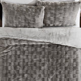 FRYE 3-Pc Faux Rabbit Fur Comforter Set - Basketweave 930 GSM Comforter & Shams