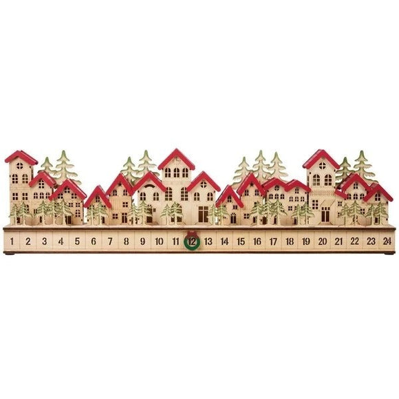 Holiday Wooden Village LED Advent Calendar, 30