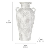 Elements Rustic Ceramic Amphora Vase – Stoneware Decorative Vase with Double Handles, Watertight Floral Display Accent