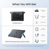 Anker SOLIX C1000X Gen 2 Solar Generator 2000W w/ 100W Solar Panel