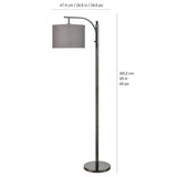 Bridgeport Designs Everett Downbridge Floor Lamp – Adjustable Reading Lamp with Linen Shade, Light Diffuser & LED Bulb
