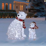2-Pack Lighted Polar Bear Christmas Decor 4 Ft & 2.6 Ft Twinkling Bear Yard Prop