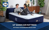 Sealy 18" Queen Air Mattress with Headboard, Built-In Pump & Adjustable Firmness