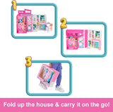 Barbie Getaway House Foldable Doll Playset with 4 Play Areas & 11 Accessories