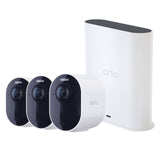 Arlo Ultra Security Camera 4K (3Rd Gen), 3-Pack, White with Smart Hub