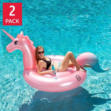 HO Sports Pool Float 2-Pack – Inflatable Unicorn or Watermelon Lounger & Tanner