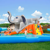 H2OGO! Kids Waterslide w/ Splash Pool Inflatable Mega Water Park Elephantastic