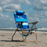 Tommy Bahama Hi-Boy 4-Position Beach Chair with Adjustable Headrest, Cup Holder and Storage Pocket