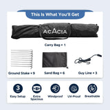 Acacia 9' x 9' Instant Beach Tent Sun Shelter – UPF 50+ Pop-Up Canopy for Beach, Camping & Outdoor Shade