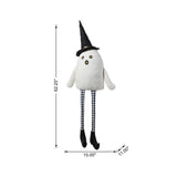 Glitzhome 62.25" Oversized Lighted Fabric Ghost Sitter with Witch Hat and Timer