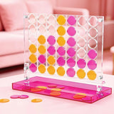 Acrylic 4-in-a-Row Strategy Game, Clear Frame, 42 Discs & Storage Base, 2 Player
