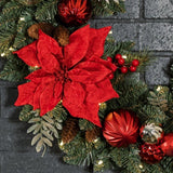 30" CGH Pre-Lit Artificial Christmas Wreath with 50 LED Lights and Timer