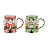 4-Pc Fitz & Floyd Nutcracker Christmas Mugs, 14 oz Ceramic Holiday Coffee Cups