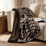 Life Comfort Contour Faux Fur Throw, 60x70 Reversible Soft Cozy Textured Blanket