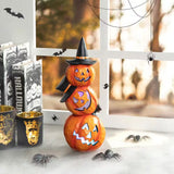 14.25 in. H Halloween Lighted Stacked Resin Pumpkin Table Decor
