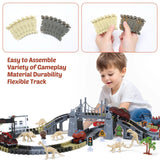 169-Piece Dinosaur Track & Train Building Playset – Kids Dino Train Gift Set