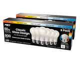 12-Pack 4.6" Feit Electric A19 60 W Replacement 5-CCT LED Glass Bulbs – 800 lm, 8.8 W & Dimmable