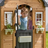 Backyard Discovery Mystic Cedar Wooden Kids Playhouse with Play Kitchen & Dutch