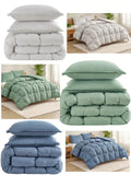 Casual Living Zuri Mega Puff 3-Piece Comforter Set, Reversible Pintuck Bedding Set with Shams