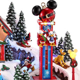 Disney Animated Musical Christmas Village with Mickey-Themed Bouncing Tower Ride