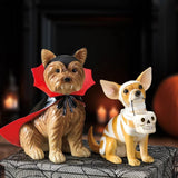 Halloween Dog Figurines Set of 2 - Tabletop Vampire Yorkie & Mummy Chihuahua