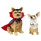 Halloween Dog Figurines Set of 2 - Tabletop Vampire Yorkie & Mummy Chihuahua