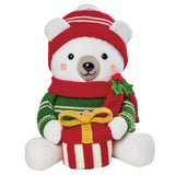 16.5–19.6" Knit Holiday Shelf Sitters, Set of 2, Weighted Christmas Plush Décor