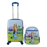 Stitch Kids Travel Luggage Set 2 Piece Spinner Suitcase Backpack Blue ABS Durabl