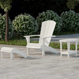 Leisure Line Fanback Adirondack Chair, All-Weather HDPE Outdoor Patio Seat, White