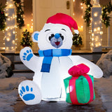4 ft. Waving Polar Bear Christmas Inflatable with Swirling LED Lights