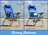 Tommy Bahama Hi-Boy 4-Position Beach Chair with Adjustable Headrest, Cup Holder and Storage Pocket