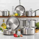 Tramontina 12 Pc Tri-Ply Stainless Steel Cookware Set Induction Oven Safe 500°F