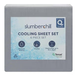 Slumber Chill 6-Piece Cooling Sheet Set – Tencel Lyocell & Cotton Blend, Gray 300 Thread Count