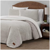 Frye 2" Solid Channel Luxury Faux Fur Comforter 3 Piece Queen Set, Reversible