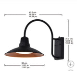 Lutec Matte Black With Copper Accents 12" Barnlight Wall Light