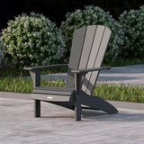 Leisure Line Fanback Adirondack Chair, All-Weather HDPE Outdoor Patio Seat, Gray