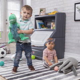 Step2 Lift & Hide Gray 38" Tall Plastic Toddler Bookcase and Kid Toy Box and Toy