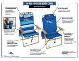 Tommy Bahama Hi-Boy 4-Position Beach Chair with Backpack Straps, Adjustable Headrest