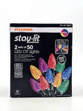 Sylvania Stay-Lit 2 Sets of 50 C9 Faceted LED Christmas Lights - Multicolor