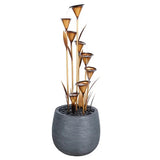 GHP 55" Calla Lily Fountain - Galvanized Steel Copper Finish Resin Base + Rock