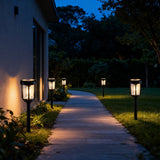 5-Pack 22" H LED Solar Stainless Steel Path Lights with Glass Lens, 25 Lumens