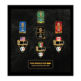 FIFA World Cup 7-Piece Zinc Alloy Pin Set featuring the Official 2026 Emblem
