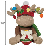 16.5–19.6" Knit Holiday Shelf Sitters, Set of 2, Weighted Christmas Plush Décor