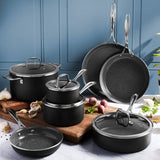 11-Piece Henckels Capri Ceramic Nonstick Cookware Set – Aluminum Pots & Pans with Lids
