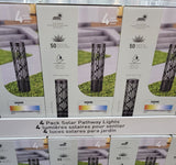 Test Rite 4-Pack Solar Bollard Rotating Pathway Light, Steel Frame Leaf Lights