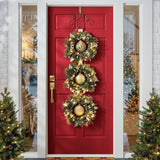 Member’s Mark 72" H Pre-Lit Flocked Triple Wreath Door Hanger with 60 LED Lights